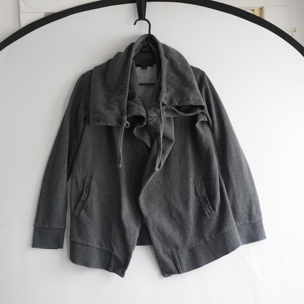 ALLSAINTS Charcoal Gray Drape Front Sweatshirt Cardigan Jacket Womens Small